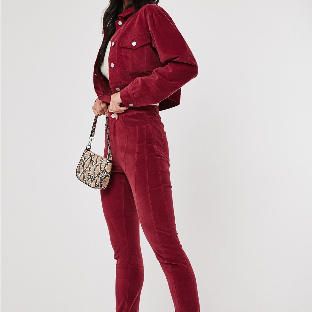 Misguided tall berry cord sinner high waist set